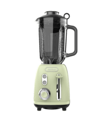 Liquidificador de copo retro de 1200 W com 4 lâminas com revestimento de titânio preto e um jarro com capacidade para 1,5 L.