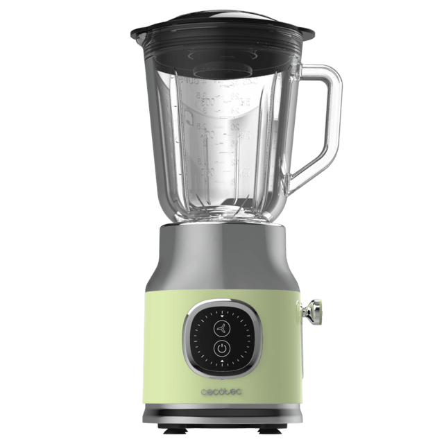 RetroTwist Green Frullatore retrò in vetro con potenza massima di 800 W, 4 lame con rivestimento in titanio nero e caraffa da 1 litro.