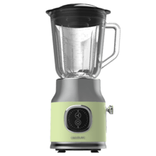 RetroTwist Green Liquidificador de copo retro de 800 W com 4 lâminas com revestimento de titânio preto e um jarro com capacidade para 1 L.