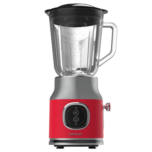 RetroTwist Red Frullatore retrò in vetro con potenza massima di 800 W, 4 lame con rivestimento in titanio nero e caraffa da 1 litro.