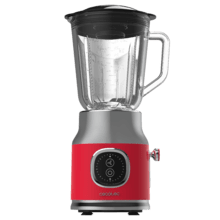 RetroTwist Red Batidora de vaso retro con 800W de potencia máxima, cuchilla de 4 hojas con recubrimiento de titanio negro y jarra con 1L de capacidad.