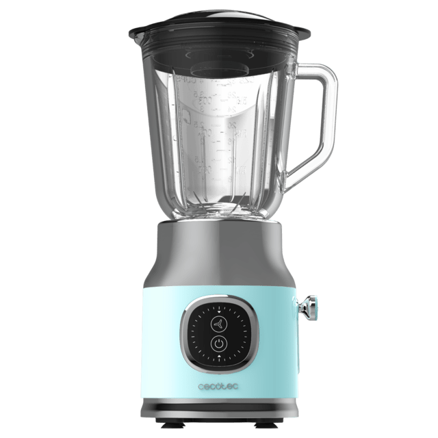 RetroTwist Blue Mixeur-blender d'une puissance maximale de 800 W, avec 4 lames revêtues en titane noir et un bol d'une capacité de 1 L.