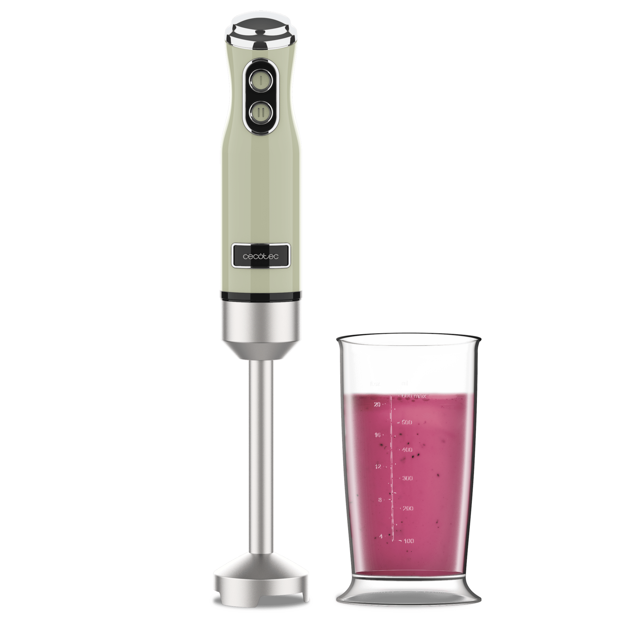 Batidora de mano Cecotec Power RetroGreen 1200MAX con vaso medidor