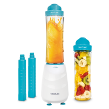 Mixeur pour smoothies individuel Power Titanium One, lames en titane, deux verres de 600 ml, deux tubes réfrigérants, sans BPA, pour piler aussi la glace et 350 W