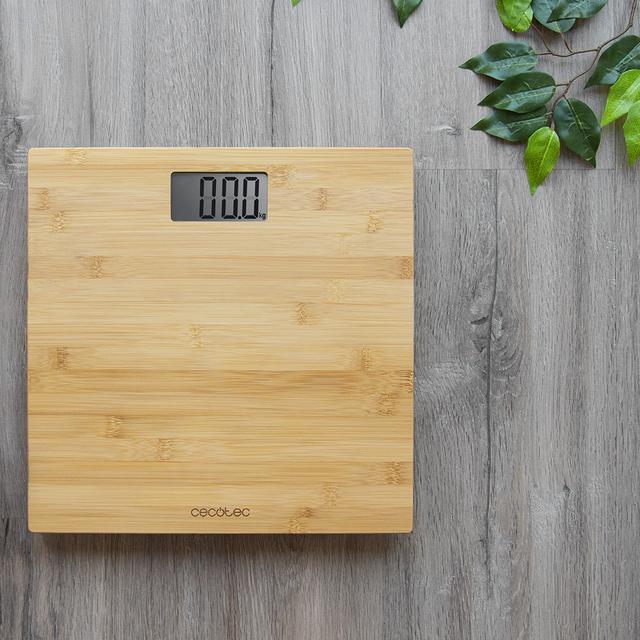 Pèse-personne numérique Surface Precision 9300 Healthy de haute précision avec plateforme en bambou (eco-friendly), écran LCD et poids maximal jusqu’à 180 kg. Prêt à utiliser et avec ruban à mesurer.