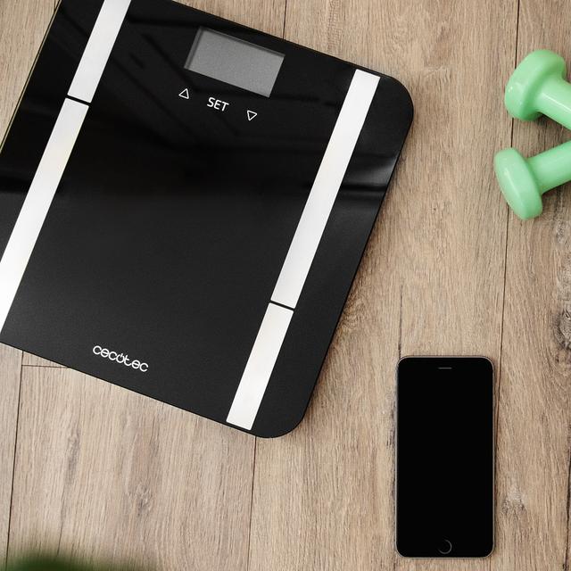 Surface Precision 9400 Full Healthy. Balança de casa de banho digital com Alta precissão, Plataforma de vidro temperado de alta segurança, Ecrã LCD invertido e capacidade máxima de 180 kg. Fita métrica, Preto.