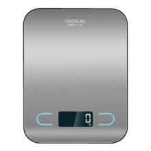 Báscula de Cocina de Alta Precisión Digital Cook Control 8000. Acero Inoxidable, Diseño Extraplano, Pantalla LCD Extragrande, Capacidad Máxima 5 Kg con Precisión de 1g, 203 x 155 mm