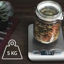 Balance de cuisine numérique Cook Control 8000, haute précision, acier inoxydable, design extra-plat, écran LCD rétro-éclairé extra-grand, capacité maximale de 5 kg avec une précision d'1 g