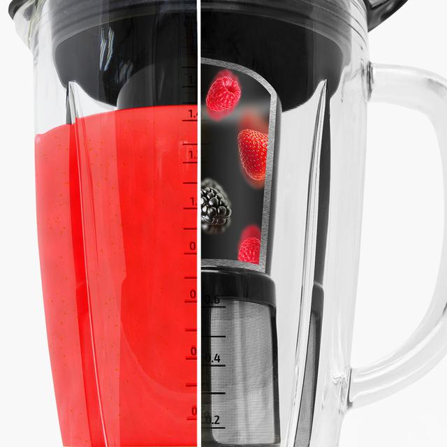 Power Black Titanium 1800 Standmixer. 1800 Watt Leistung, 6 Klingen aus schwarzem Titan, Turbo-Funktion, Smoothie-Filter, 2,1-Liter-Thermo-Krug