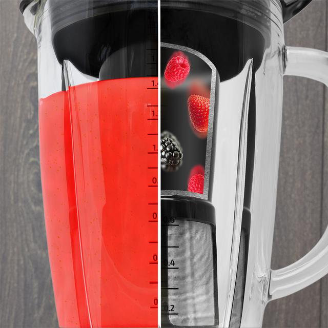 Mixeur blender Power Black Titanium 1800 Smart. 1800 W de puissance, lame de 6 feuilles en titane noir, filtre pour jus