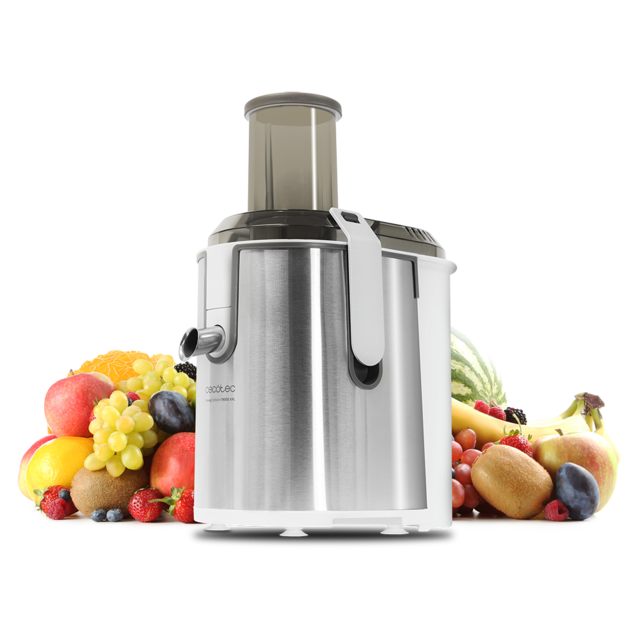 Estrattore per frutta e verdura 19000 XXL per frutta e verdura, con 19000 giri/min, 1300 W, Canale di ingresso XXL, 75 mm, Disco in Titanio, 2 velocità e BPA free.