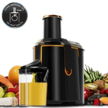 Estrattore ExtremeTitanium 19000 XXL per frutta e verdura, con 19000 rpm, 1300 W, Canale di ingresso XXL, 75 mm, Disco in Titanio, 2 velocità e BPA free.