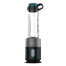 Power Titanium 650 Fresh&Go INOX. Batidora de Vaso Individual con Potencia 400 W,Cuchillas con Recubrimiento de Titanio Negro, 2 Tubos refrigeradores, 2 Vasos portátiles, Molinillo