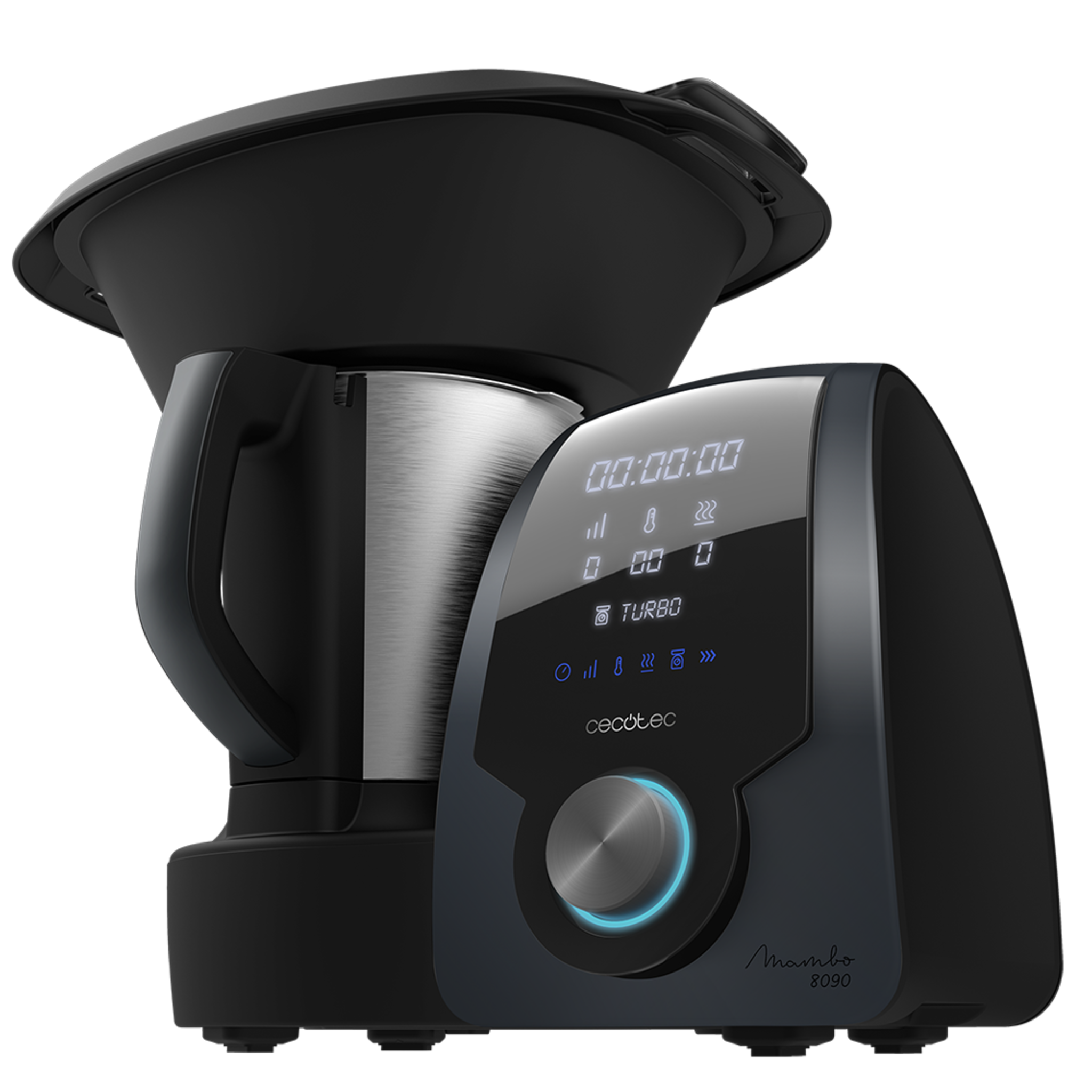 Robot de cuisine multifonction Mambo 8090 avec une cuillère MamboMix, balance intégrée, 30 fonctions, bol en acier inoxydable de 3,3 L qui convient pour le lave-vaisselle, panier pour bouillir, livre de recettes