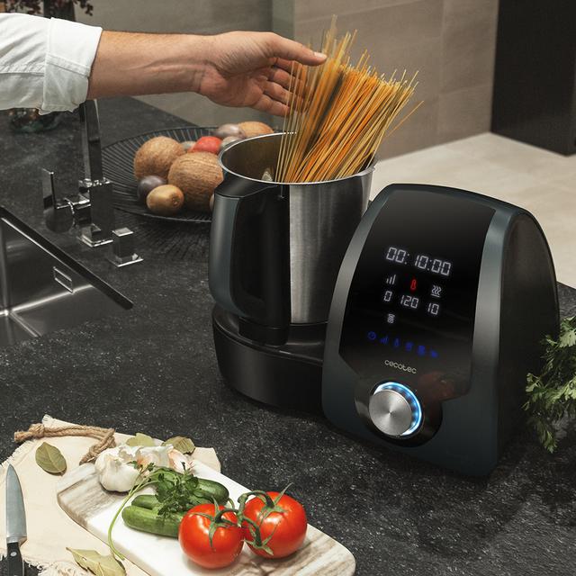 Robot de cuisine multifonction Mambo 8090 avec une cuillère MamboMix, balance intégrée, 30 fonctions, bol en acier inoxydable de 3,3 L qui convient pour le lave-vaisselle, panier pour bouillir, livre de recettes