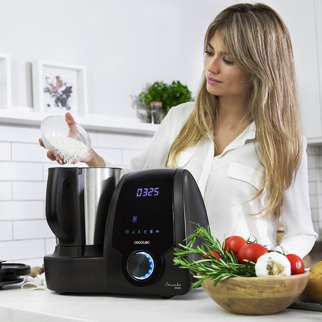 Mambo 9090, Robot de Cocina Multifunción con Cuchara MamboMix, Jarra Habana con revestimiento cerámico, 30 Funciones, Jarra de acero inox 3,3l apta para lavavajillas, Báscula incorporada, Cestillo