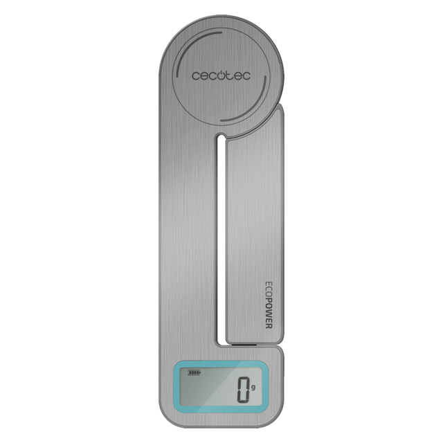 Cook Control 10100 EcoPower Compact. Báscula de Cocina Plegable, Sin Pilas,Precisión Desde 1 gr, Pantalla LCD, Función Tara, Función sólidos y líquidos