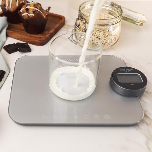 Balance de cuisine Cook Control 10300 EcoPower Nutrition. Sans piles, précision à partir d'1 g, écran LCD, fonction Tare, fonction solides et liquides