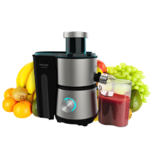 Juice&Fresh 400 Titan Black Entsafter 400 W, 20000 Umdrehungen pro Minute, kompaktes Format, 2 Geschwindigkeiten, schwarzer Titan beschichteter Teller,  Antitropfsystem, 350 ml Kanne