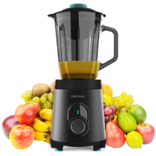 Mixeur-blender Power Black Titanium 1200 Inox de 1200 W en acier inoxydable avec une lame de 6 feuilles revêtues en titane noir et un bol en verre fondu d’1,5 L de capacité. Il dispose de 5 vitesses, d'une fonction Pulse et d'un poussoir.