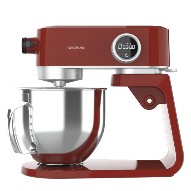 Amasadora Cecotec Twist&Fusion 4000 Luxury Red vista lateral con bol de acero inoxidable
