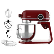 Robot pétrisseur Twist&Fusion 4500 Luxury Red. Robot pétrisseur en aluminium fondu avec moteur DC de 800 W, 8 vitesses, lumière LED et bol en acier inoxydable de 5,2 L.