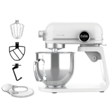 Robot pâtissier Twist&Fusion 4500 Luxury White. Robot pétrisseur en aluminium fondu avec moteur DC de 800 W, 8 vitesses, lumière LED et bol en acier inoxydable de 5,2 L.