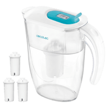 Carafe filtrante H2ONature 2400 Active. Filtre à quatre couches, indicateur LCD, capacité maximale de 2,4 litres sans filtre, couvercle amovible et 3 filtres inclus.