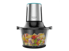 Hachoir électrique pour viande et légumes ChopBeat 1500 TitanBlack Glass. 600 W, 4 lames en titane noir, bol en verre d'1,5 L et deux vitesses.