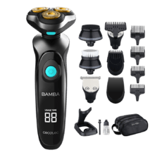 Bamba PrecisionCare TwistGroom 10in1.Afeitadora Multigrooming con Base de carga, Batería de Litio, Cuchillas de Acero Inox con Recubrimiento de Titanio, Pantalla Digital y Waterproof