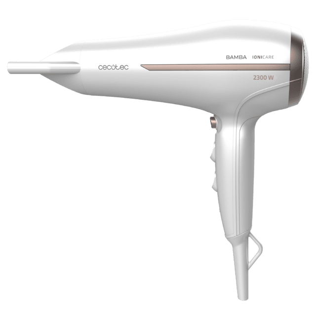 Sèche-cheveux ionique Bamba IoniCare 5200 Aura avec 2300 W de puissance, ions réels, grand débit d'air, fonction Air froid, 2 vitesses et 3 températures.