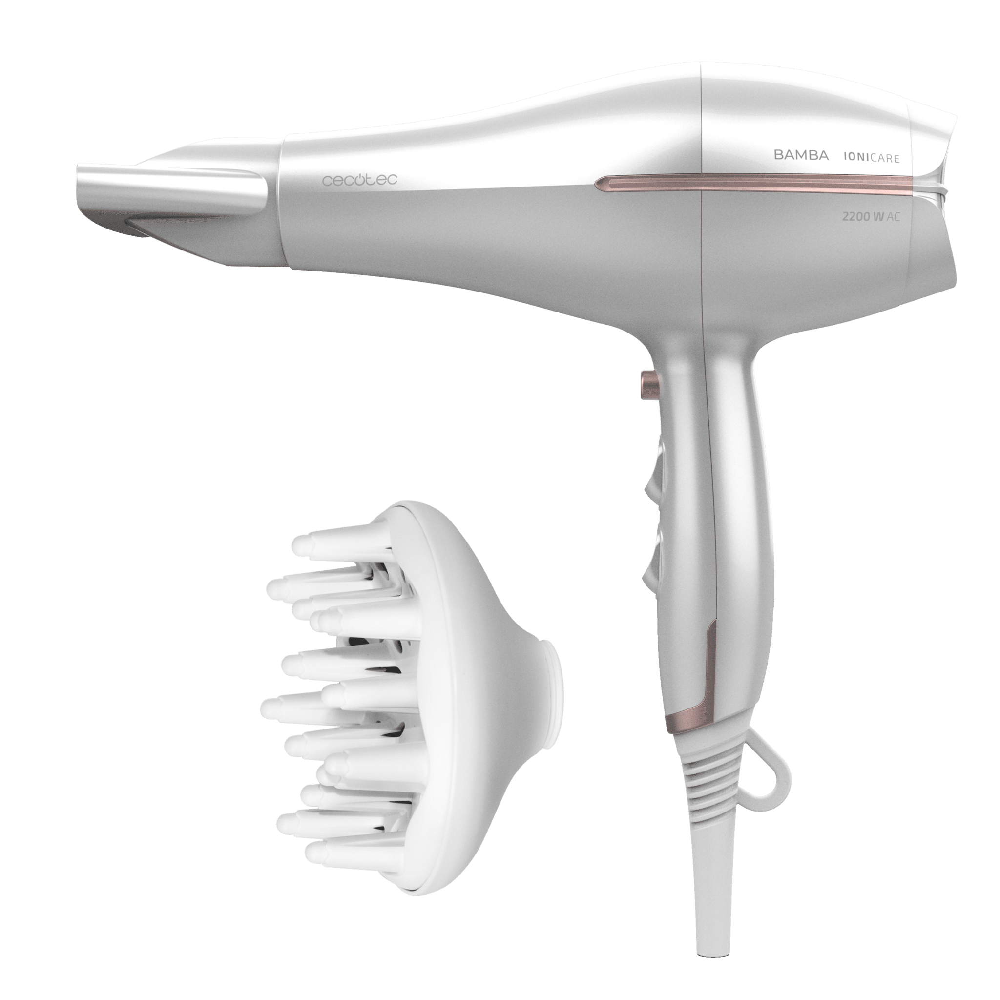 IoniCare 5300 Maxi Aura Asciugacapelli. 2200 W. Ioni reali, grande flusso d’aria, funzione aria fredda, 2 velocità, 3 temperature