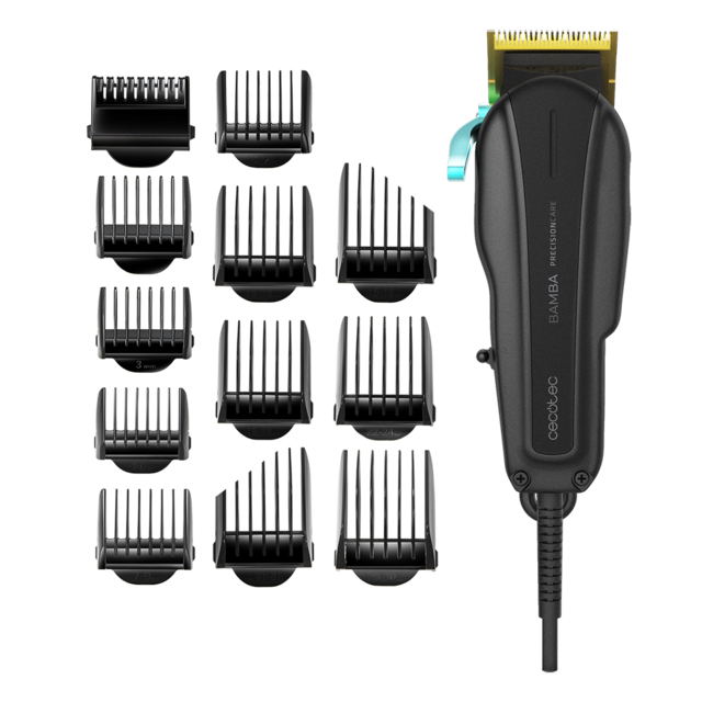 Bamba PrecisionCare Pro Clipper Titanium Haarschneidemaschine. Haarschneidemaschine, Profikabel, Titanium beschichtete Klingen mit 12 Kämmen