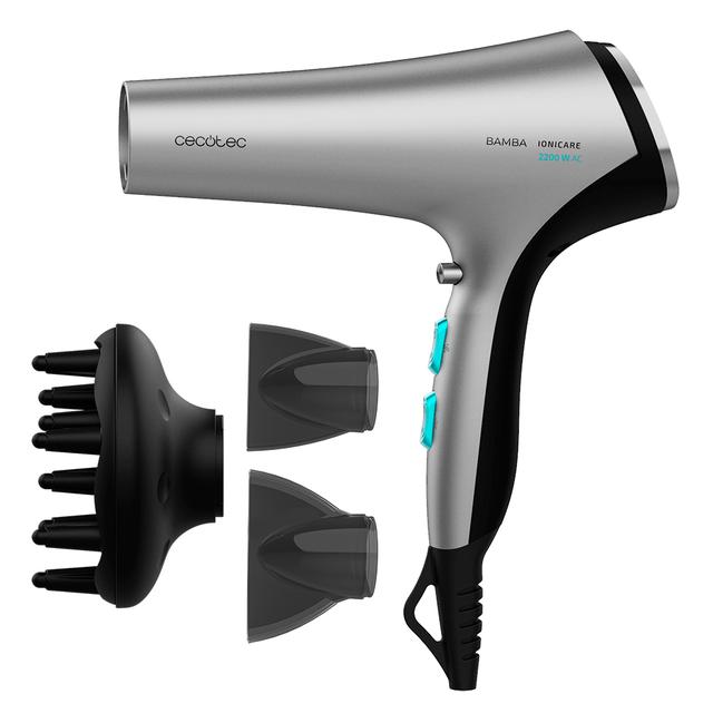 Bamba Ionicare 5320 Flashlook Black. Secador de cabelo com Potência 2200 W, Iões reais, 2 Bocais, Difusor, Haircare, Função ar frio, 2,5 m de cabo, 3 temperaturas, 2 velocidades