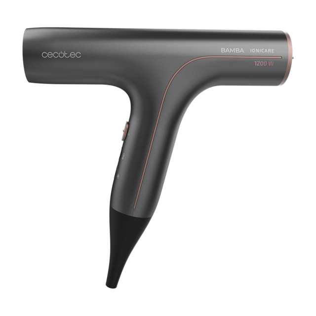 CECOTEC Bamba IoniCare 6000 RockStar Soft vista lateral en color gris y negro