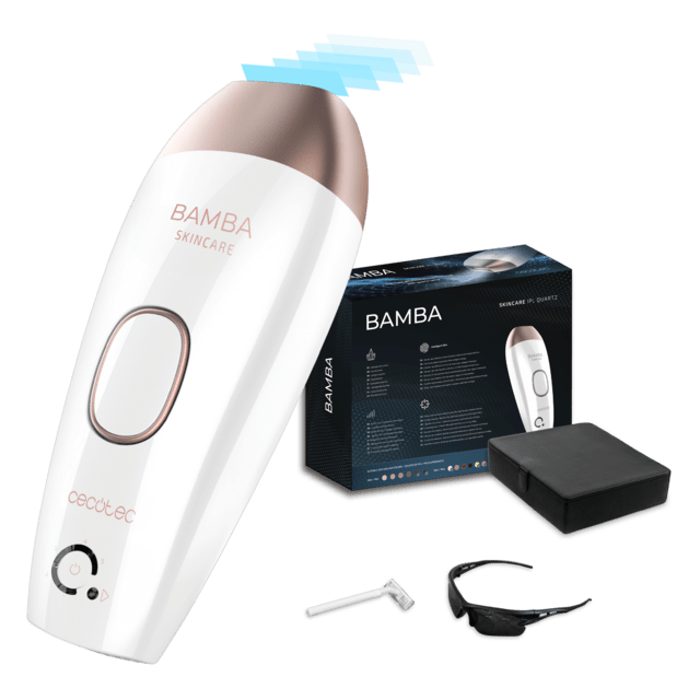 Depiladora CECOTEC Bamba SkinCare IPL Quartz con caja, gafas, bolsa y accesorios