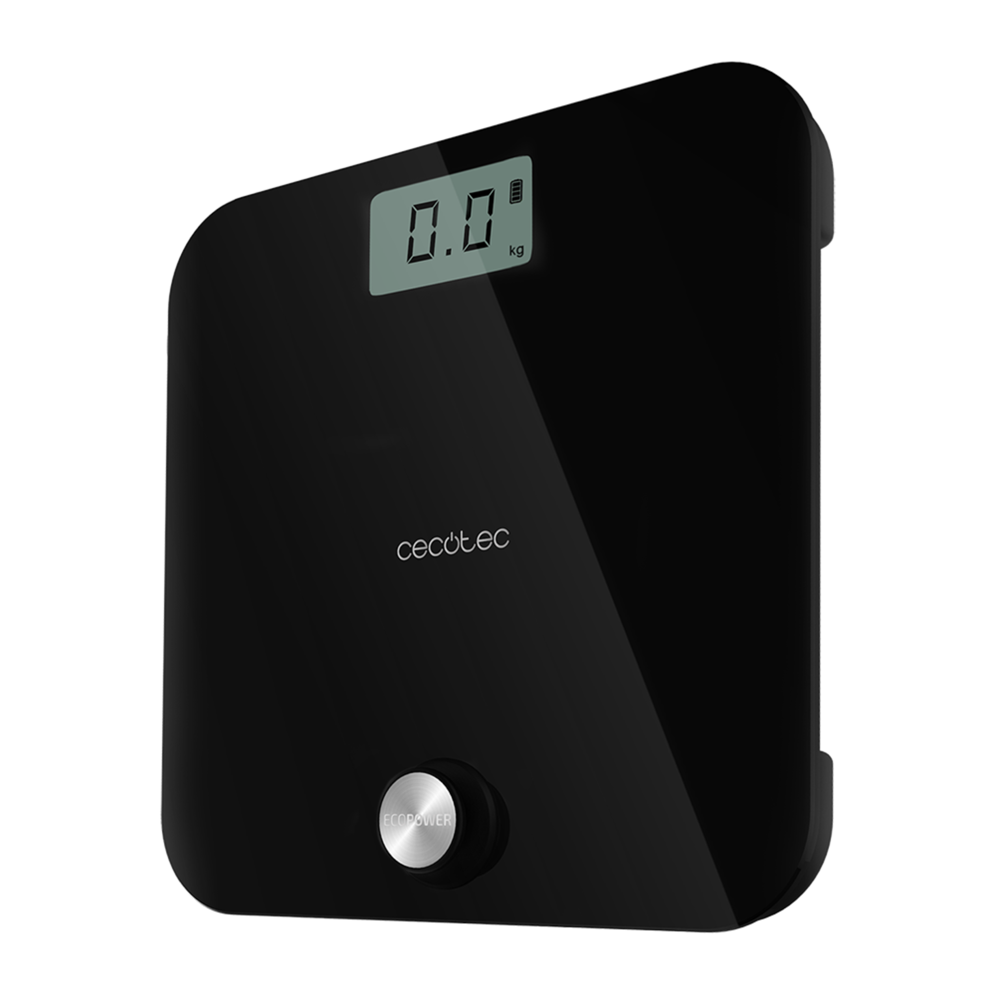 Báscula de baño Surface Precision EcoPower 10000 Healthy Black. Con Pulsador, Superficie de vidrio templado de alta seguridad, Sensores de precisión