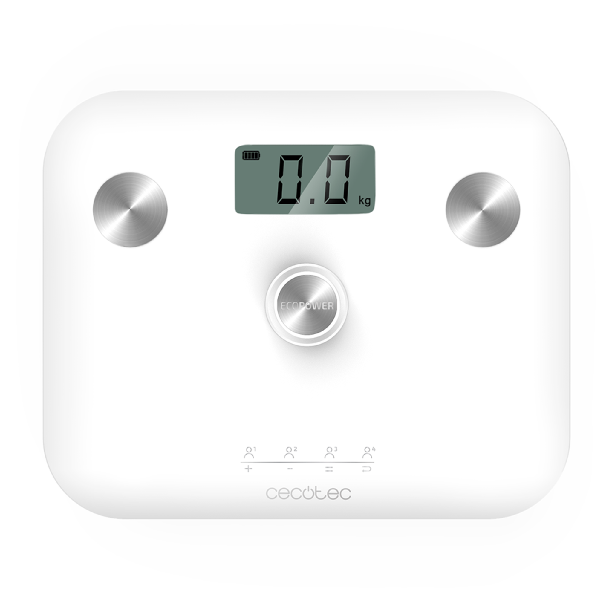 Báscula de baño Surface Precision EcoPower 10100 Full Healthy White. Con pulsador,Superficie de vidrio templado de alta seguridad, sensores de precisión, pantalla LCD