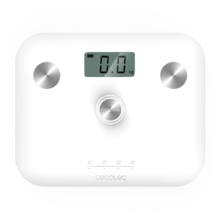Báscula de baño Surface Precision EcoPower 10100 Full Healthy White. Con pulsador,Superficie de vidrio templado de alta seguridad, sensores de precisión, pantalla LCD