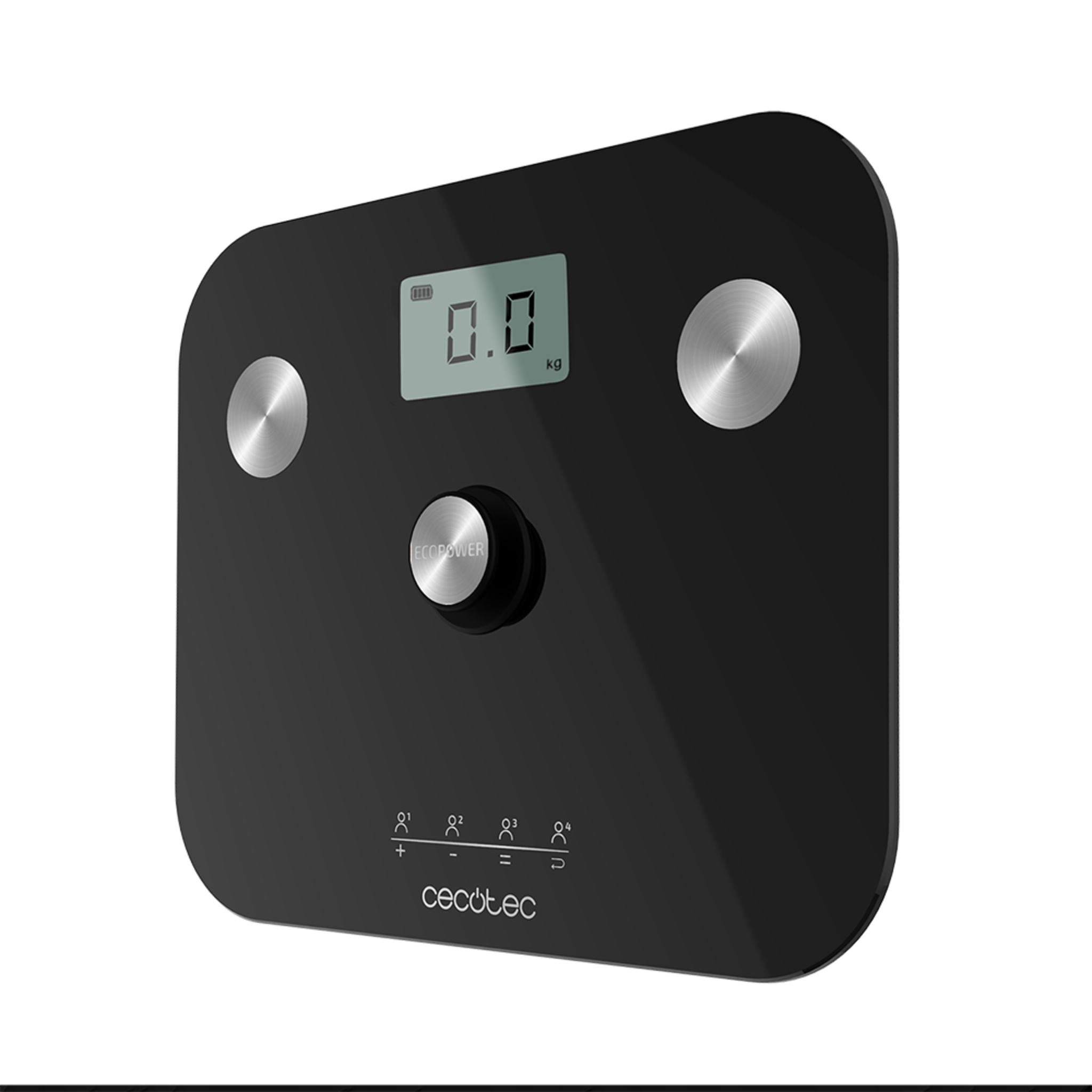 Pèse-personne Surface Precision EcoPower 10100 Full Healthy. Avec un bouton-poussoir, fonction Bioimpédance, une surface en verre trempé très sécurisée et capteurs de précision