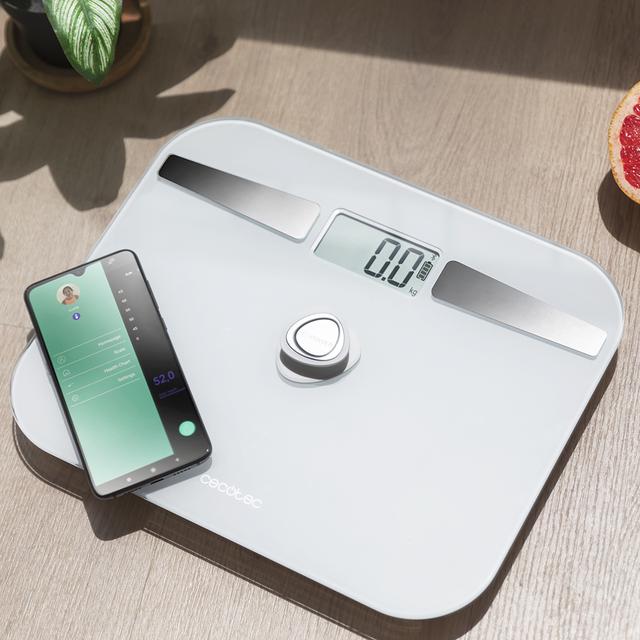 Surface Precision EcoPower 10200 Smart Healthy. Báscula de baño Con pulsador, Superficie de vidrio templado de alta seguridad, Sensores de precisión, App