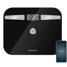 Surface Precision EcoPower 10200 Smart Healthy Black Personenwaage Mit Druckknopf, Oberfläche aus gehärtetem Hochsicherheitsglas, Präzisionssensoren und App