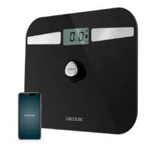 Surface Precision EcoPower 10200 Smart Healthy Black Personenwaage Mit Druckknopf, Oberfläche aus gehärtetem Hochsicherheitsglas, Präzisionssensoren und App