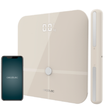 Balança de banho Surface Precision 10600 Smart Healthy Pro Beige. Com App, conectividade Bluetooth, Barra de sensores para medição da bioimpedância, 15 Parâmetros, Design extra fino