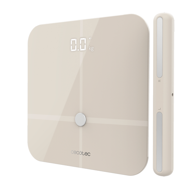 Pèse-personne Surface Precision 10600 Smart Healthy Pro Beige. Avec app, connectivité Bluetooth, guidon avec capteurs pour mesurer la bioimpédance, 15 paramètres, design extra-plat