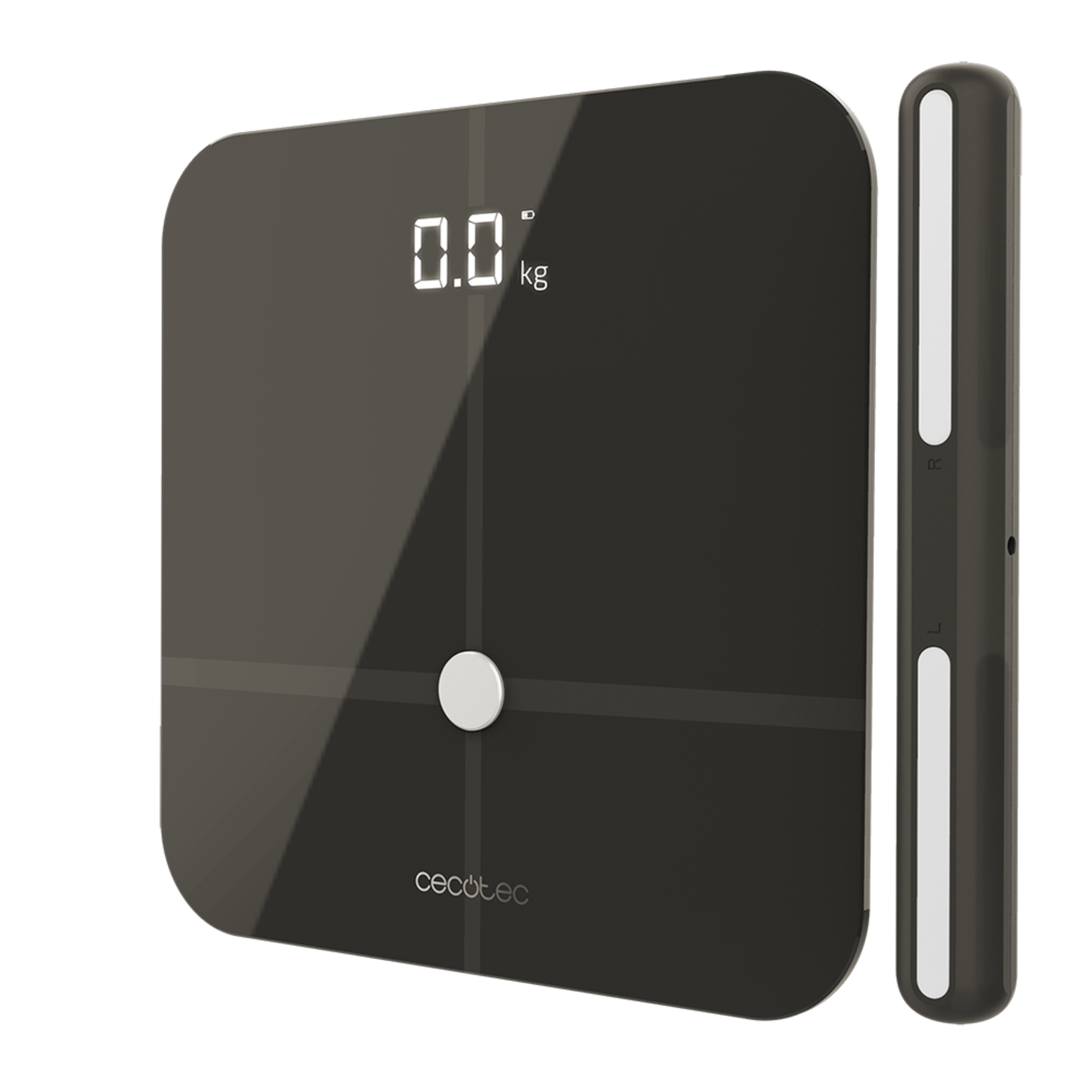 Pèse-personne Healthy Pro Dark Grey Pro. Avec app, connectivité Bluetooth, guidon avec capteurs pour mesurer la bioimpédance, 15 paramètres, design extra-plat