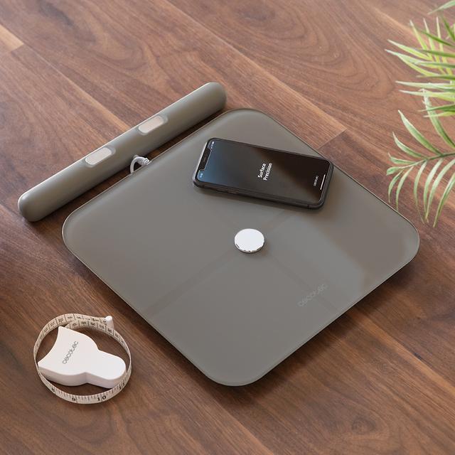 Pèse-personne Healthy Pro Dark Grey. Avec app, connectivité Bluetooth, guidon avec capteurs pour mesurer la bioimpédance, 15 paramètres, design extra-plat