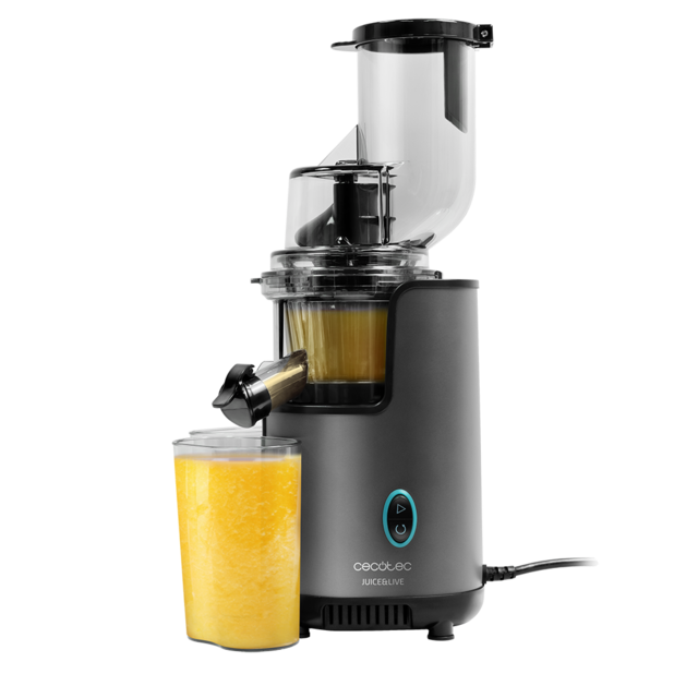 Estrattore a freddo Juice&Live 2500 EasyClean da 200 W di potenza, filtro EasyClean facile da pulire e canale XL con doppia uscita per frutta e verdura intera.