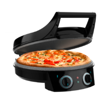 Four électrique pour pizza Fun Pizza&Co. Avec 1800 W, gril, minuterie, revêtement Rockstone, température réglable et ouverture 180º avec deux plaques