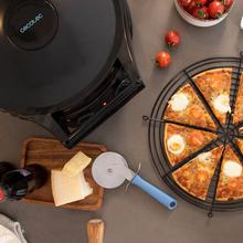 Fun Pizza&Co Elektrischer Grillbackofen für Pizza 1800 W, Grill, Timer 30min, Rockstone-Beschichtung, einstellbare Temperatur, 180º Öffnung mit zwei Platten